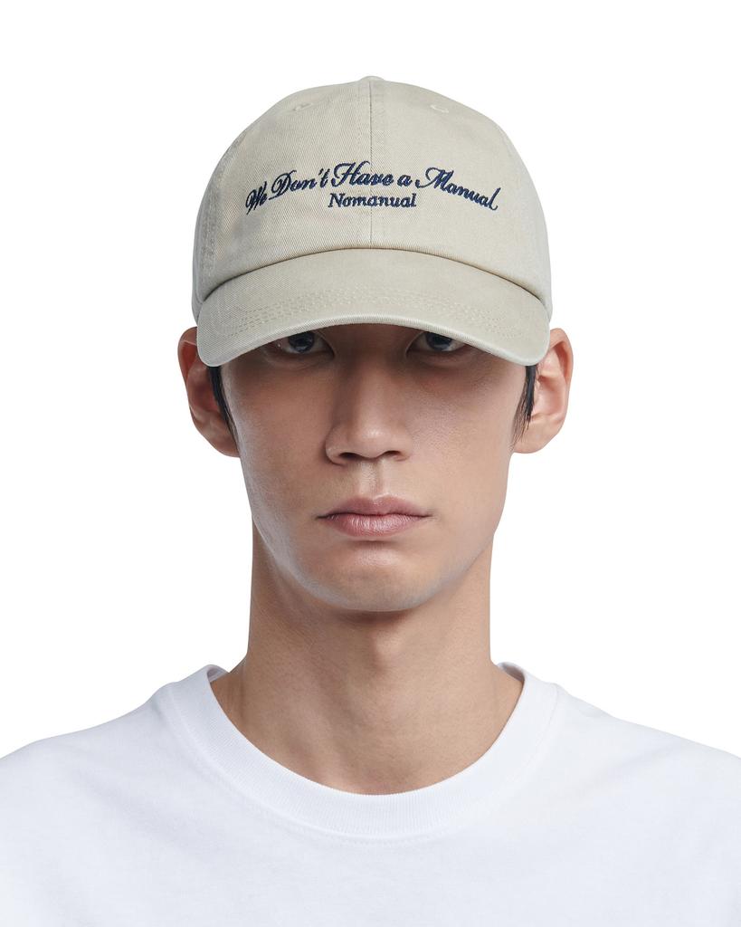 Nomaenyueol Embroidered Slogan Ball Cap - Beige