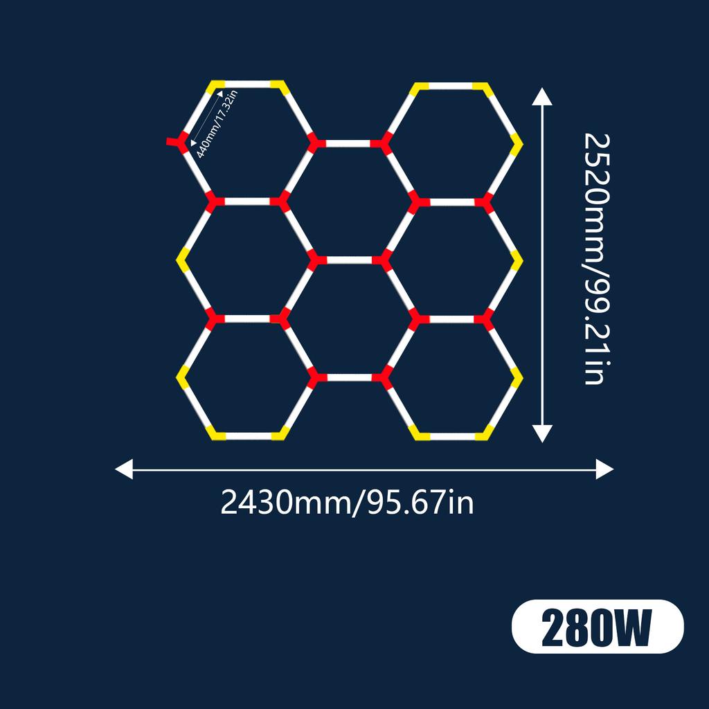 Garage Lights Hexagon Lamp 85-265V LED Tube Honeycomb Barbershop Ceiling Lighting For Workshop 4S Car Show Auto Body Repair Gym