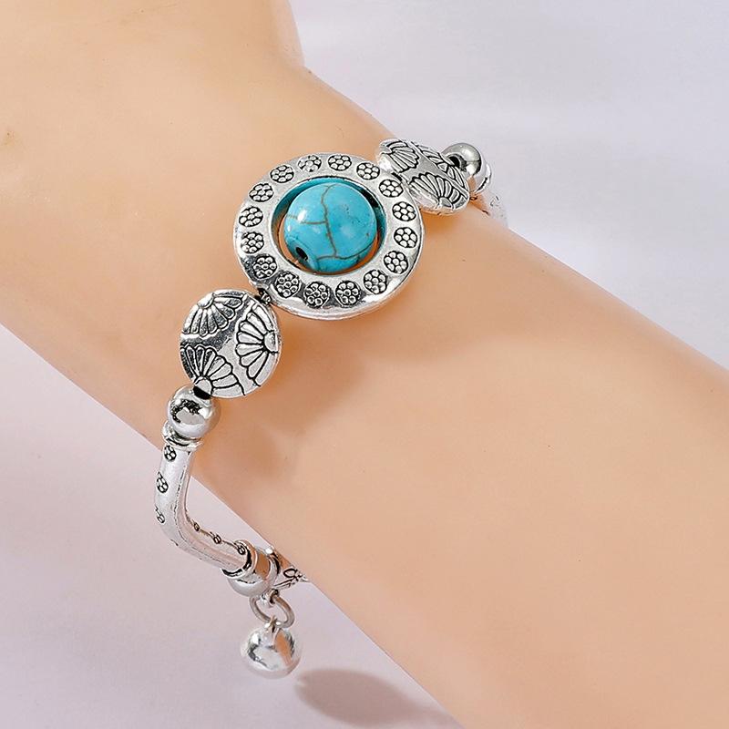 Imitation silver bracelet bracelet electroplating imitation silver handmade Miao bracelet scenic retro turquoise jewelry women