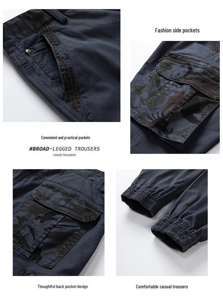 Men's Camouflage Multi-Pocket Elastic Cuff Overalls W9032