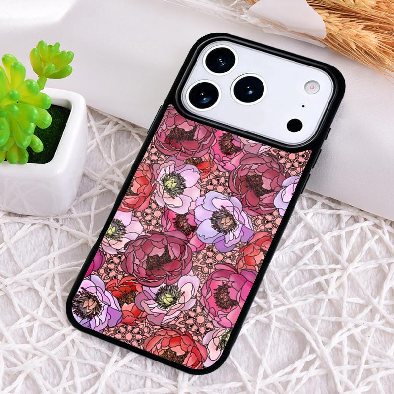 Peony Delicate Flower Shockproof Phone Case for iPhone 17 Air 16e 15 11 12 14 13 Pro Max Cover Coque
