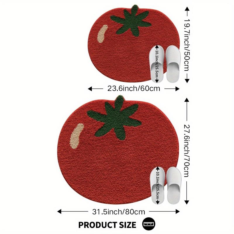 Creative Tomato Plush Carpet Absorbency Non-Slip Bathroom Floor Mat Bedroom Bed Side Carpet Home Decoration