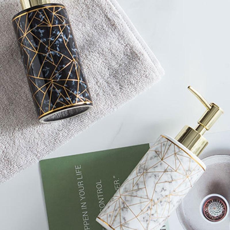 Ceramic Marble Lotion Dispenser 63mm Bottom Diameter Modern & Elegant for Bathroom & Kitchen Use Makeup Liquid Container