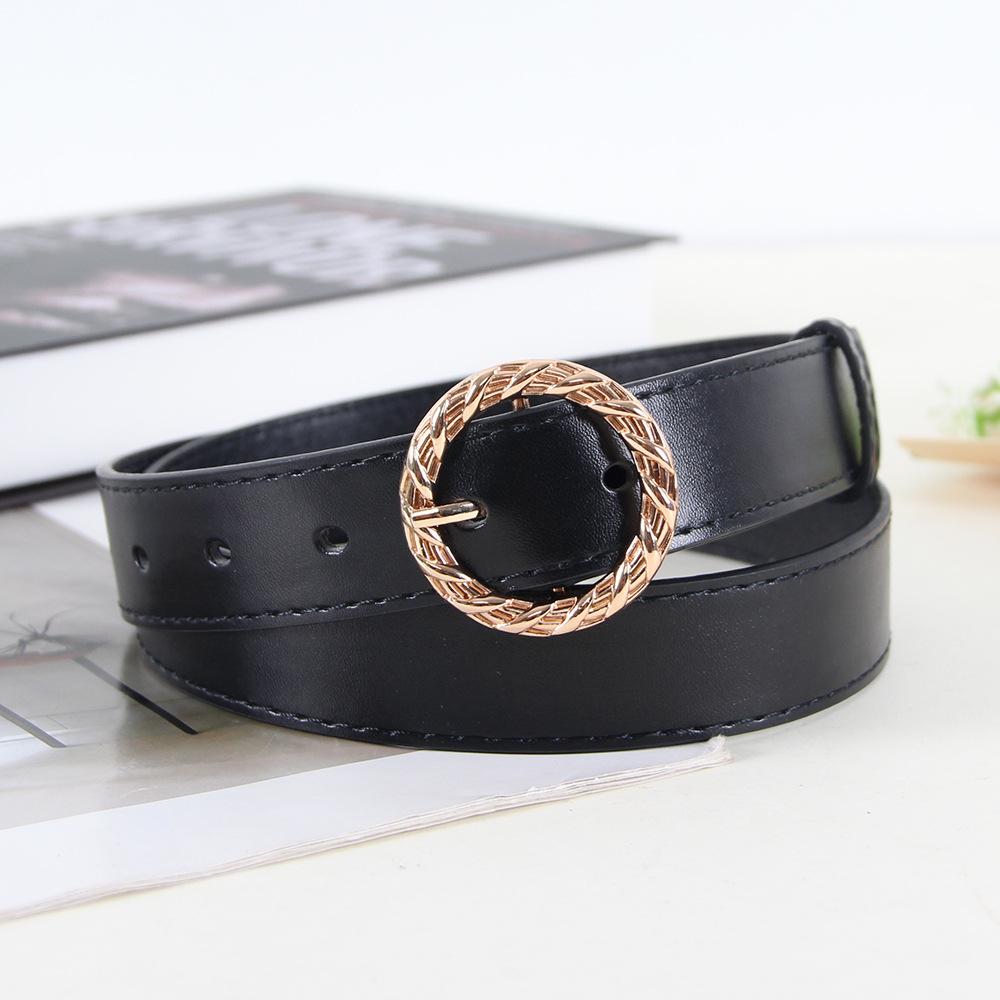 Belt, Women s Round Buckle Style, Fashionable, Simple, Versatile, Decorative Jeans with Black Belt, Women s