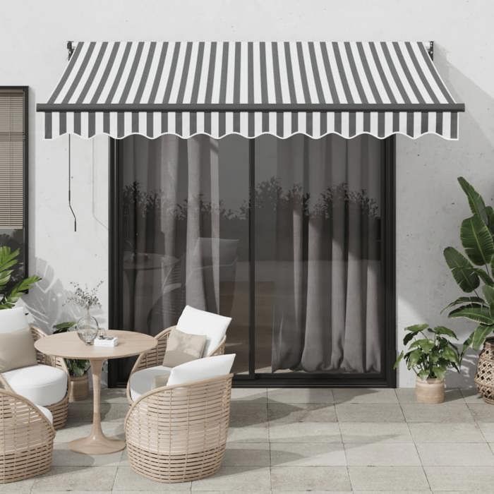 VidaXL Retractable Awning Anthracite/White 3x2.5 M Fabric and Aluminum, Awning, Patio Awning, Window Awning, Blinds, 3216118
