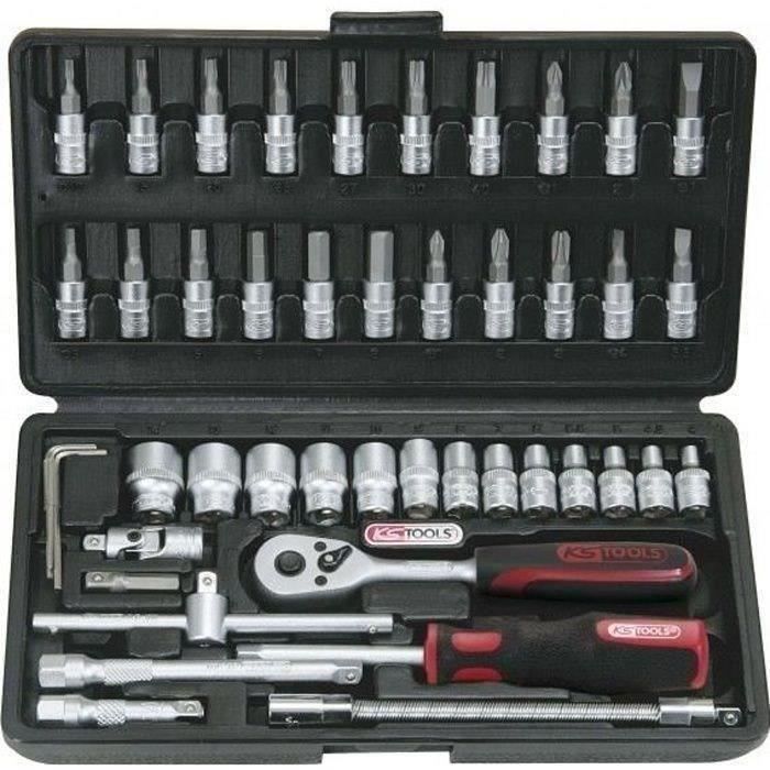 Coffret de douilles métriques 6 pans - KS TOOLS - Jeu de 46 pièces - Chrome