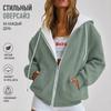 Women Casual Oversized Full Zip Hoodie, Contrast Liner Hooded Sweat Jacket, Soft Breathable Material Loose Outerwear with Pockets