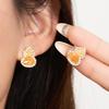 Orange Gradual Change Crystal Gourd Stud Earrings Female Niche Unique Simple High Sense Earrings Light Luxury Design Fortune Earrings
