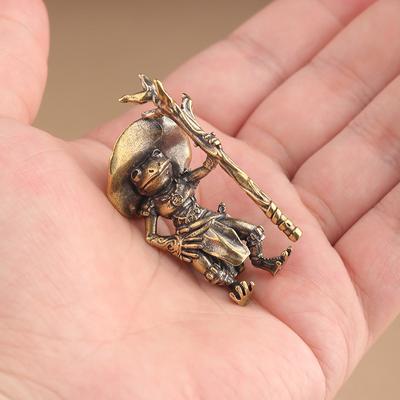 Vintage Brass Frog Wizard Statue Desktop Ornament Metal Cute Figurines Miniatures Home And Office Decoration Car Ornaments