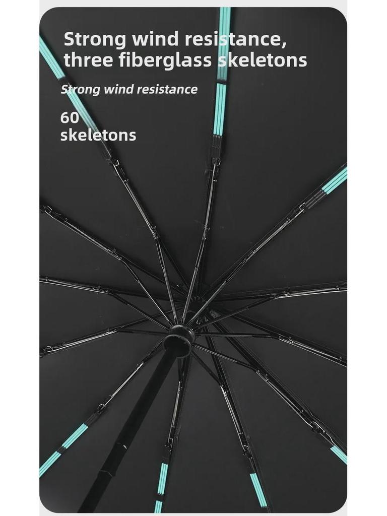 60-Bone Automatic Umbrella: Dual-Use, Large, Wind-Resistant, Sunshade with UV Protection for Men and Women