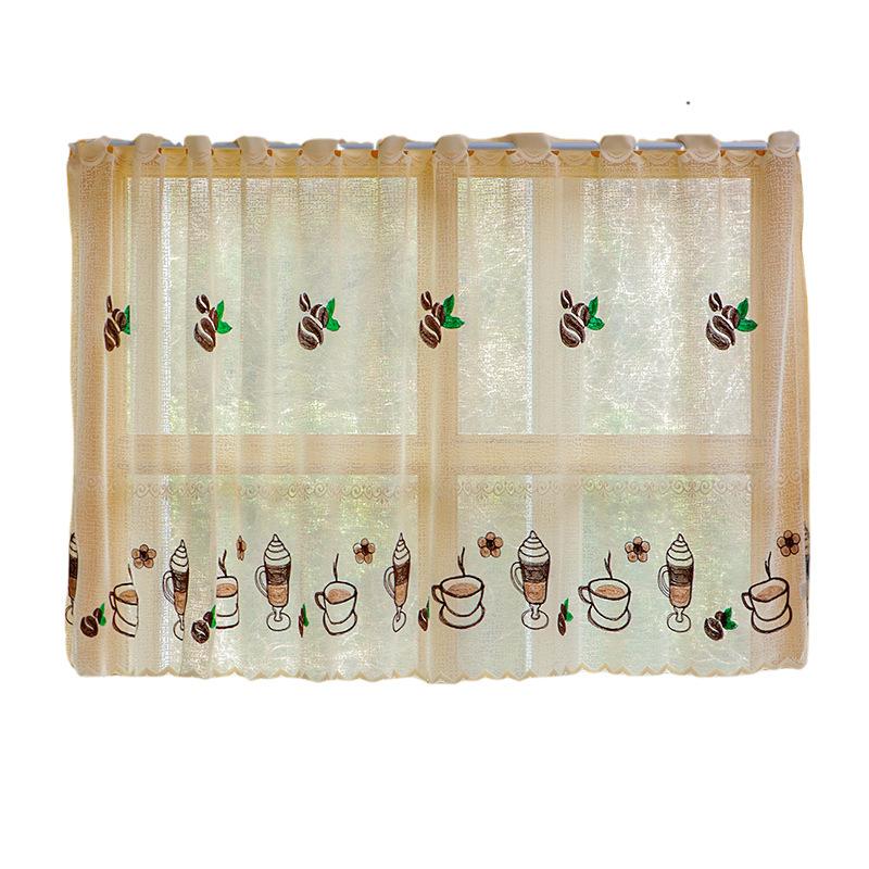 Simple Dust-proof Curtain for Kitchen and Bedroom Bay Window Short Curtain with Lace Embroidery Pattern