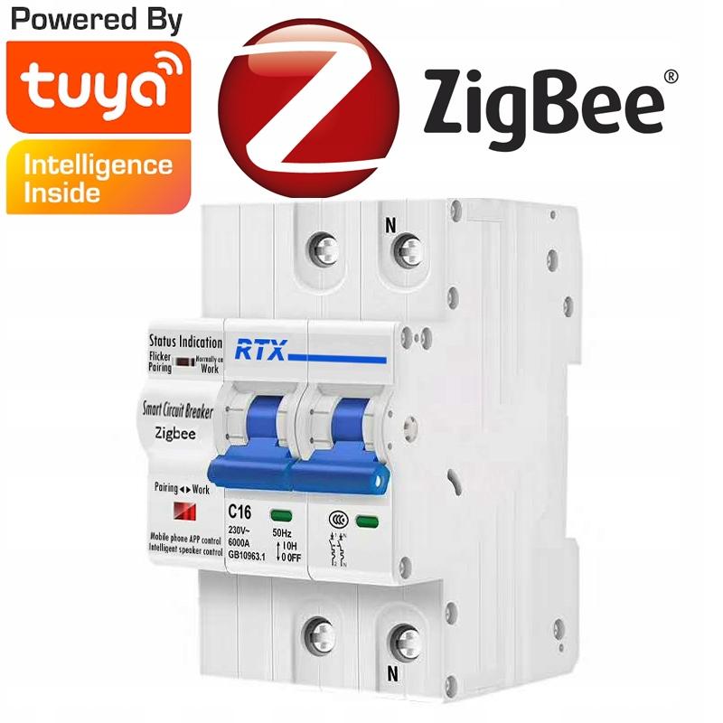 Controlled fuse 2x 16A ZigBee TUYA En measurement