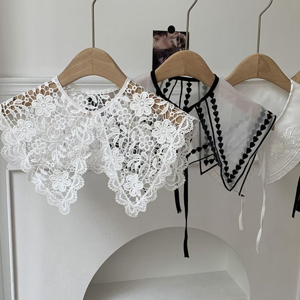 Knitted Hollow Out False Collar Mesh Blouse Shoulders Fake Collar  Summer