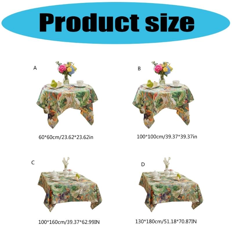 Stylish Florals Print Tablecloth Multipurpose Polyester Materials for Dining Party Home Decoration