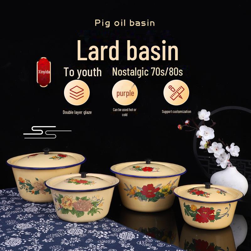 Vintage Yellow Enamel Wash Basin - Nostalgic Retro Soup Bowl