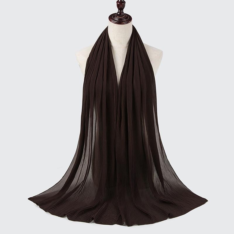 Muslim Pearl Chiffon High Quality Mini Pleated Chiffon Hijab Muslim Shawl For Women Hijab Scarf
