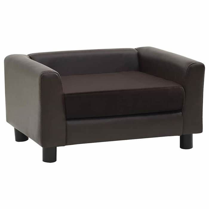 VidaXL Canapé pour Chien Marron 60x43x30 cm Peluche et Similicuir Sofa Chat 170961