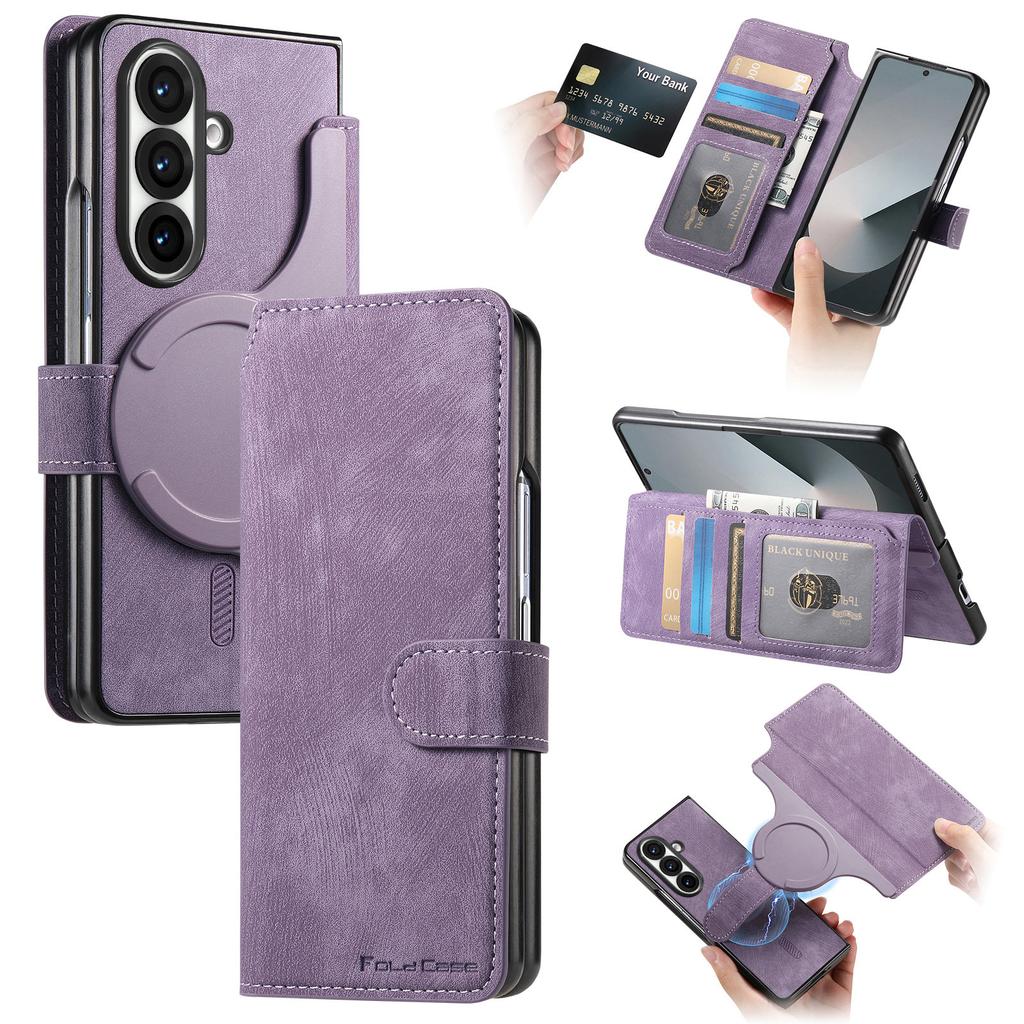 2 in 1 Detachable Magnetic Flip Cards Solt Wallet Leather for Samsung Fold 8 Ultra 7 6 5 4 3 Shockproof For Magsafe Stand Cover