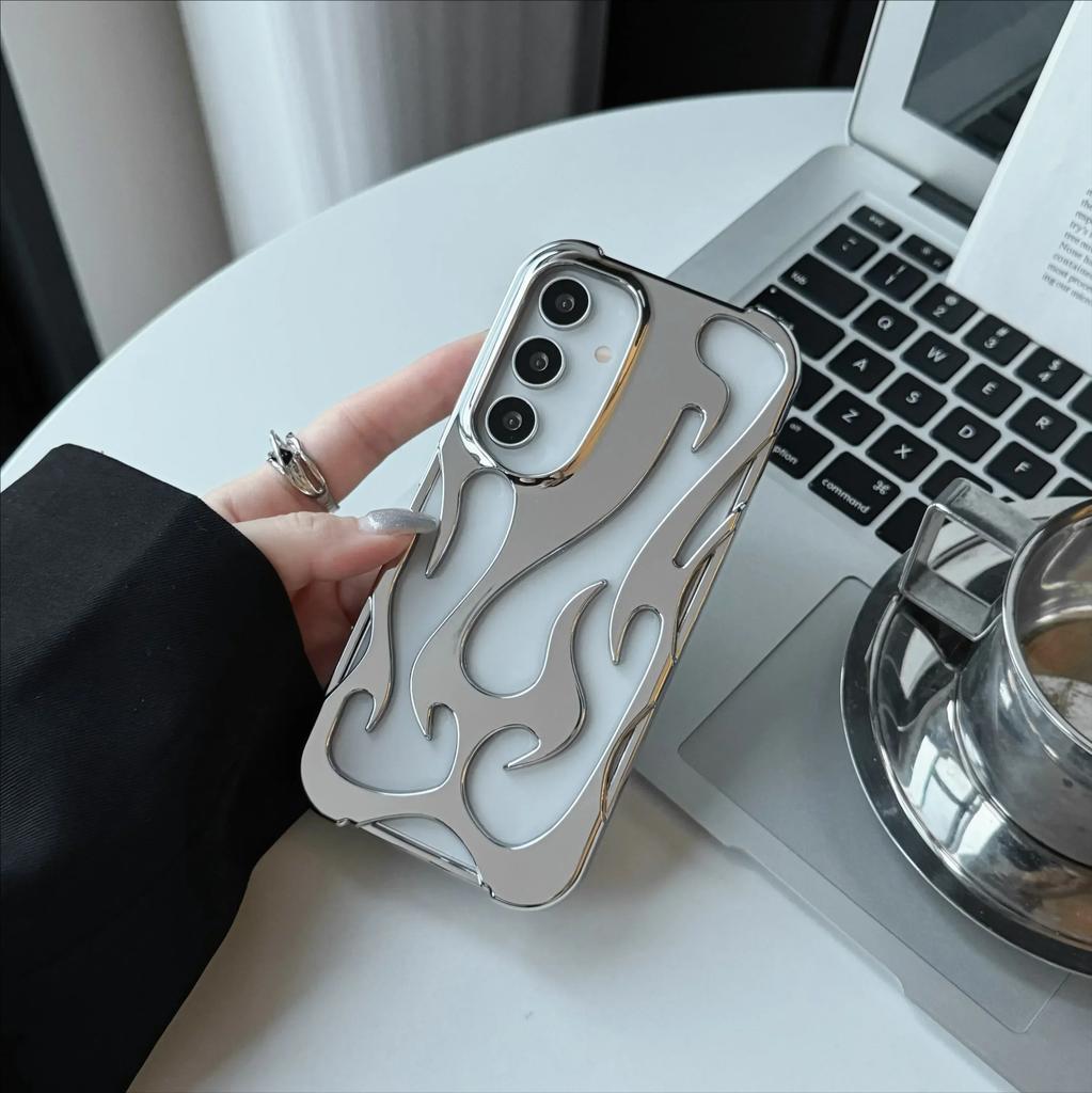 3D Flame Pattern Case For Samsung Galaxy S24 S23 S22 Ultra A55 A16 A54 A06 A15 A14 Fashion Hollow Slim Shockproof Soft Cover