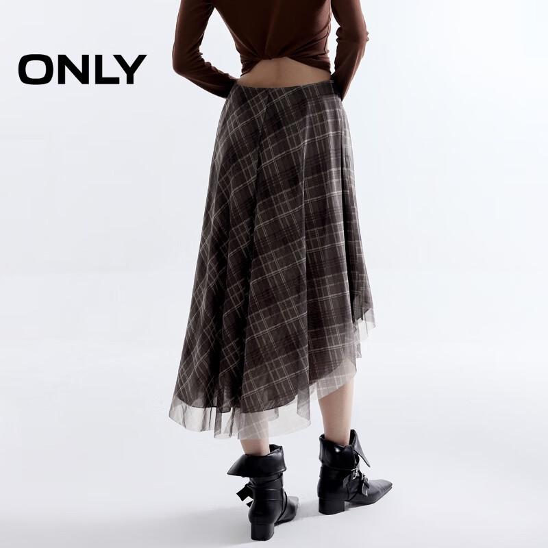 Only 2025 Summer British Retro Plaid A-line Midi Skirt