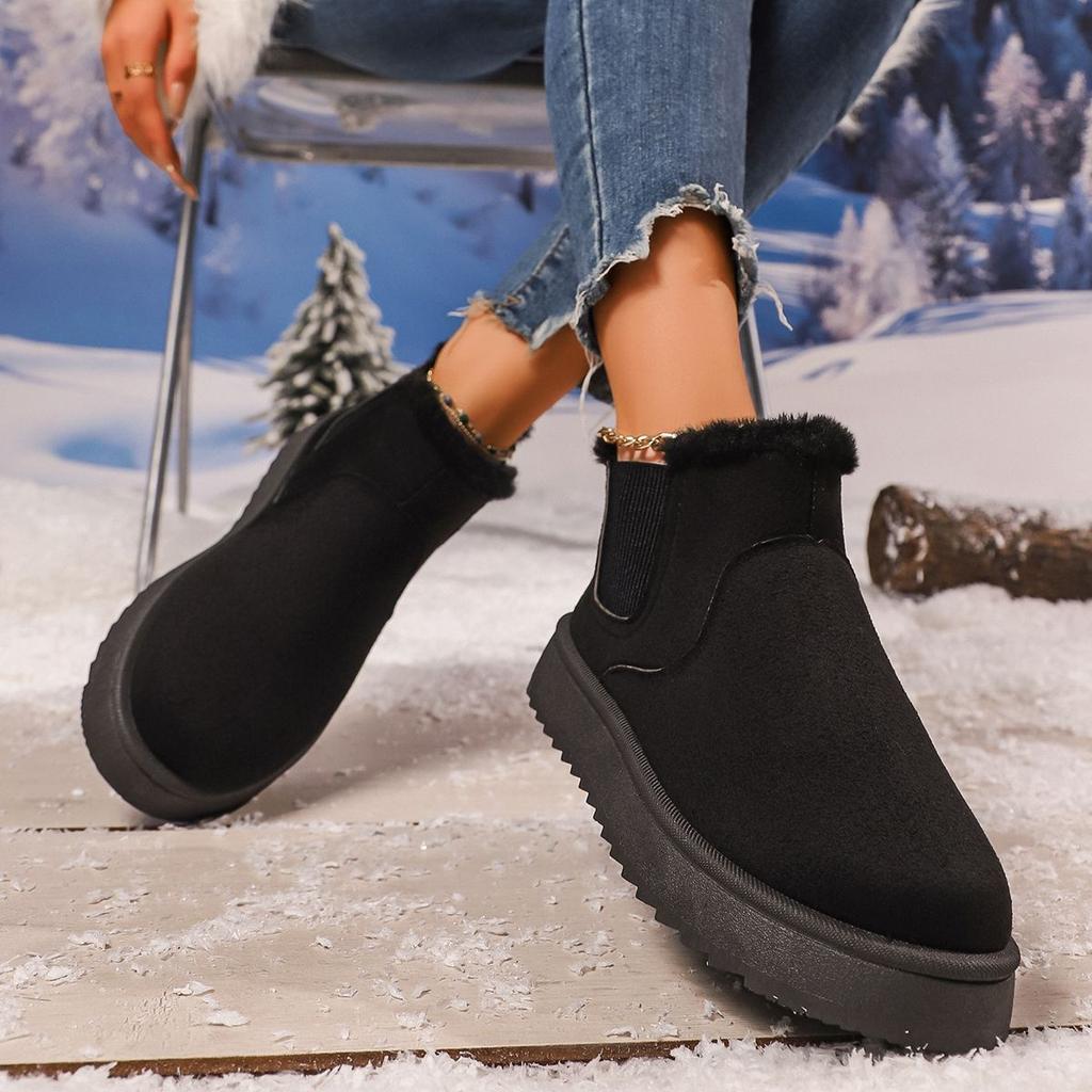 Snow boots velvet large size winter fashion short boots short tube thickened warm bread cotton shoes