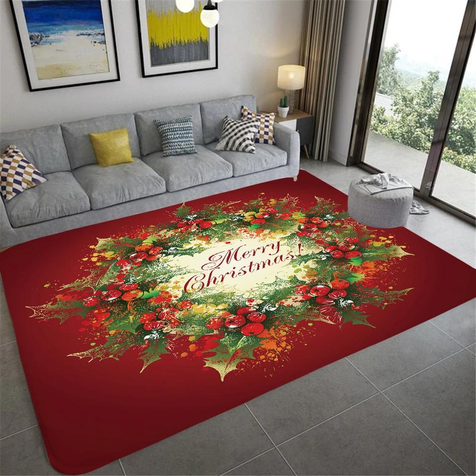 

VIAKMA Christmas Atmosphere Decorative Non-slip Soft Crystal Velvet Carpet Home Bedroom Living Room Entrance Door Mat Home Decor 50x80cm