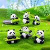 8 st Panda Tårttoppar Miniatyr Djurfigurer för Festdekorationer och DIY Trädgård Krukväxt Hantverk Ornament