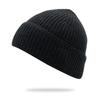 Thickstripe Knitted Solidcolor Hat Black Unisex Warm Winter Overthehead