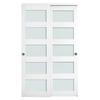 Sliding Closet Door, 1219mm (Double 635mm) X 2032 Mm, 5-Lite Frosted Glass Bypass Sliding Doors with Hardware Kit, Solid Wood & MDF Slab with