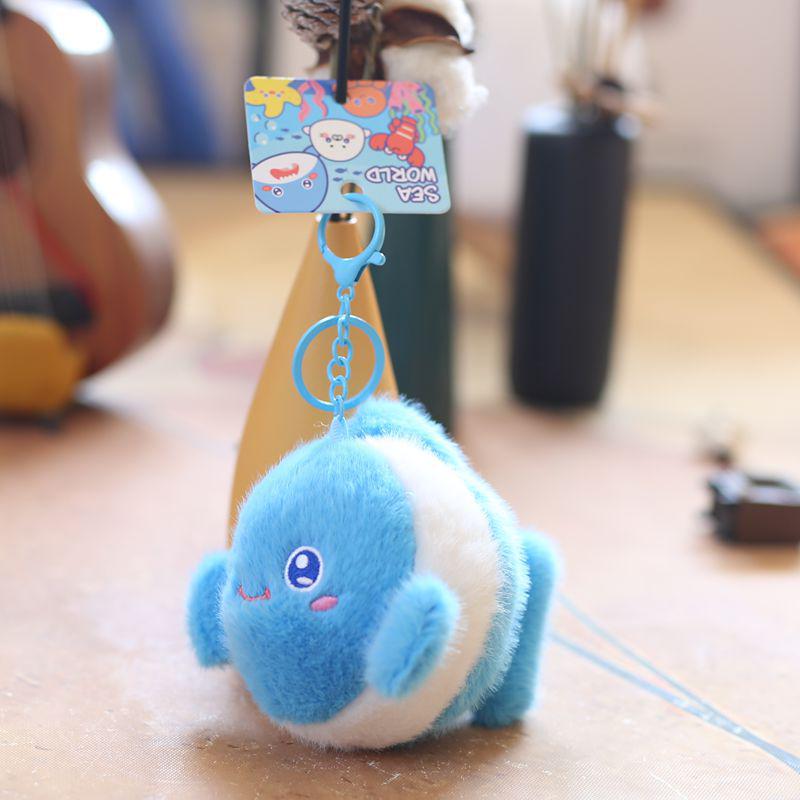 Adorable Marine Animal Plush Keychain: Crab, Lobster, Jellyfish, Shark Bag Charm Souvenir
