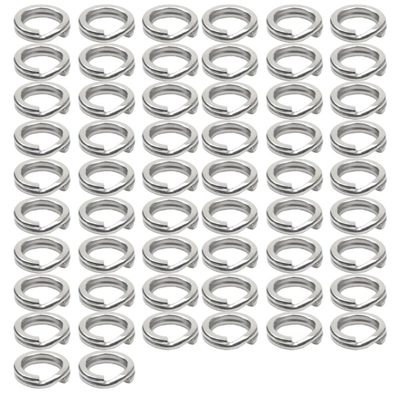 50Pcs Split Rings Assorted Fishing Split Rings Stainless Fishing Tackle Rings