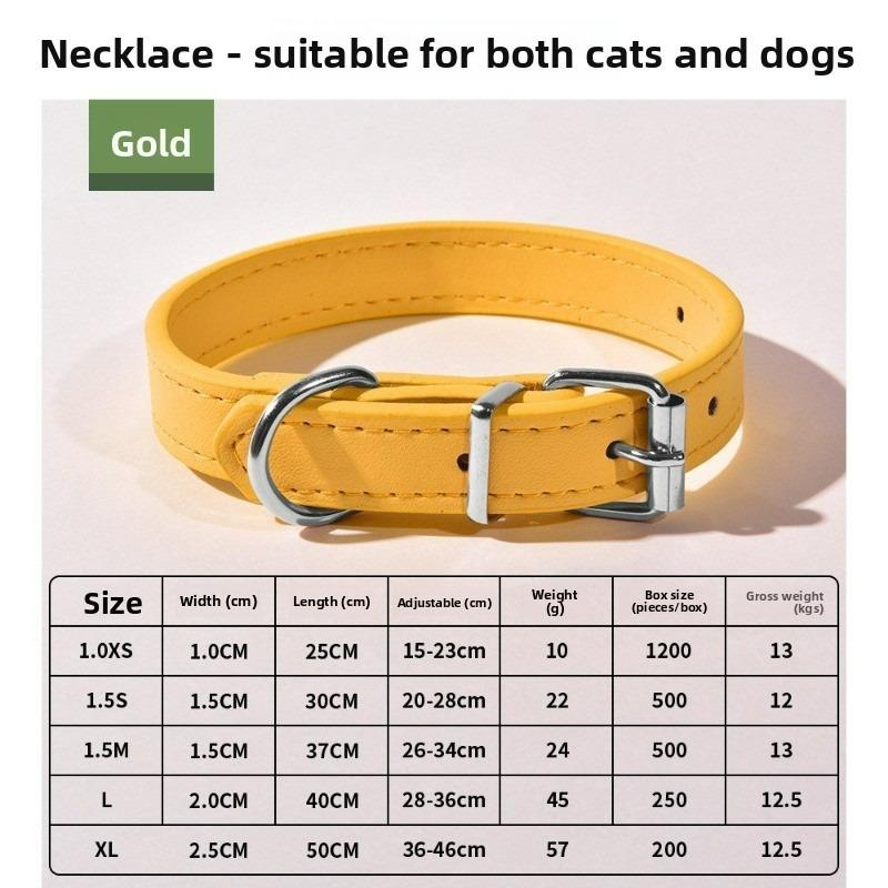 Pet Collar Large Dog Chain Waterproof and Wear-resistant Dog Cat Collar PU Leather Medium and Small Dog Bell Collar