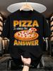 1pc Teenager'S Graphic T-Shirt Funny Pizza Is Always The Answer Short Sleeve Cr
