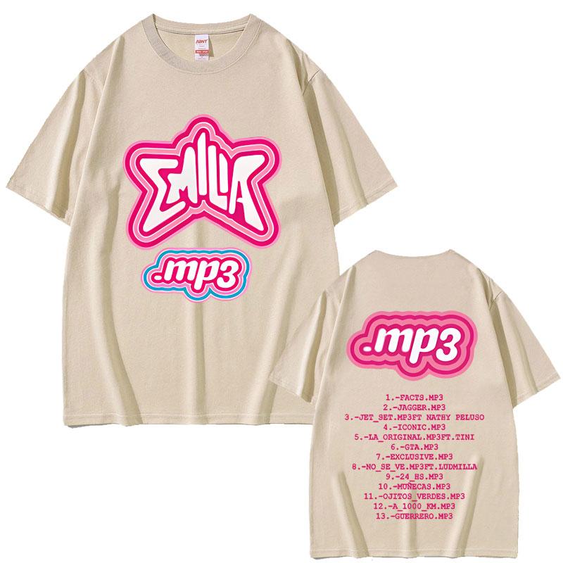 2025 Summer Singer Emilia Mernes MP3 Tour Print Tshirt Male Men Women Hip Hop Oversized Crewneck T Shirts Mens Vintage Tees