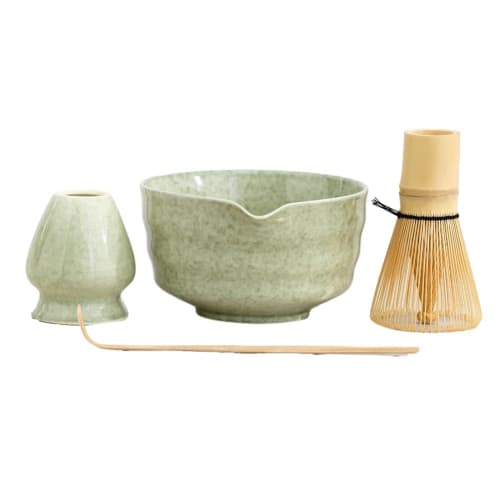 Chaksy Matcha Set, Japanese Tea Set Includes Matcha Bowl with Spout, Matcha Holder, Bamboo Matcha, and Bamboo Scoop