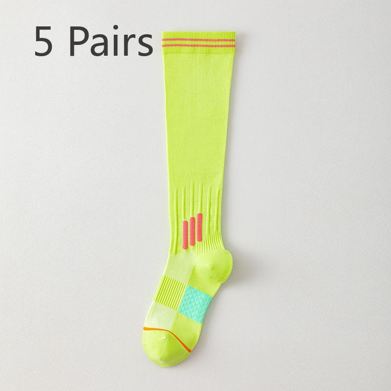 5 Pairs Sports Muscle Can Lower Leg Socks Female Lean Leg Fitness Yoga Tube Socks Spring and Summer Professional Running Jump Rope Pressure Socks