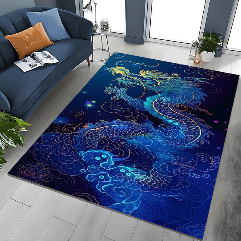 Chinese Dragon Pattern Rug Carpet For Living Room Non Slip Parlour Sofa Large Area Rugs Bedroom Kids Play Room Floor Mat Gift
