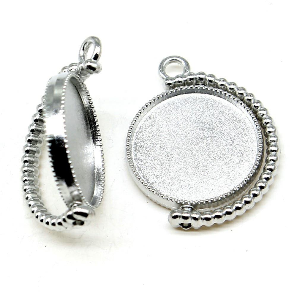 

5 шт., круглый двусторонний вращающийся стиль, камея, кабошон, кулон, основа, ювелирные компоненты, аксессуары, сплав родия и цинка, 20 мм
