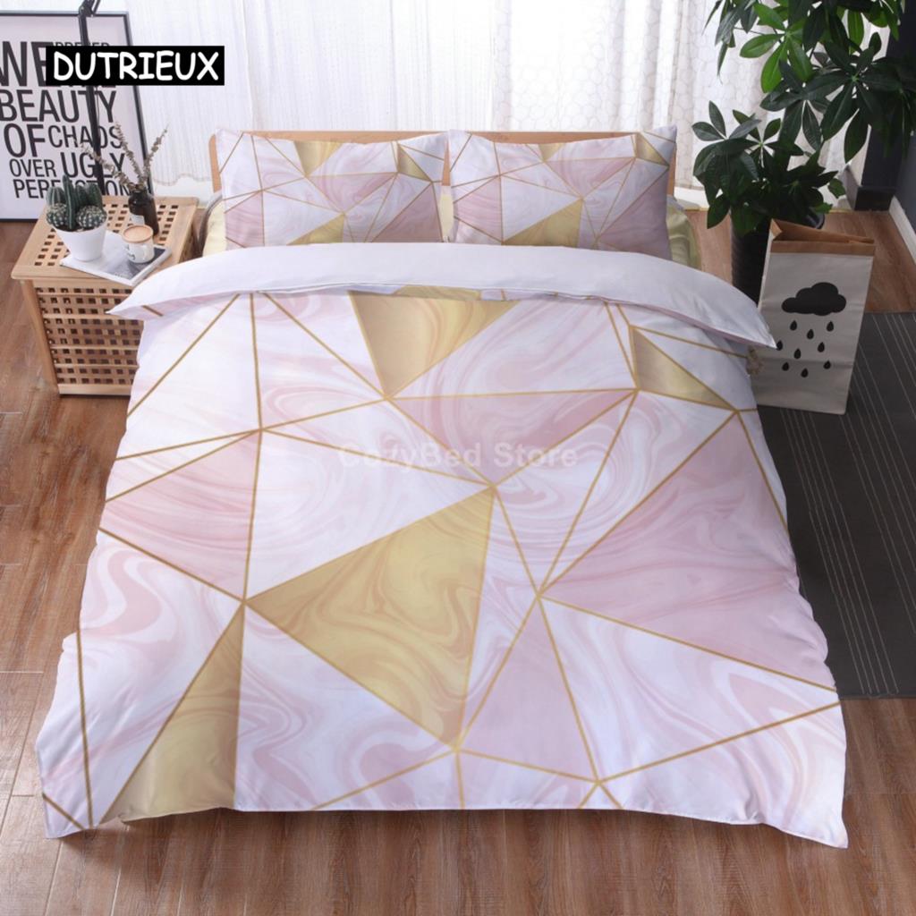 

Великолепный комплект постельного белья с рисунком из белого золота и мрамора, современные наборы пододеяльников, модное роскошное украшение для спальни для взрослых EU single(135x200cm)