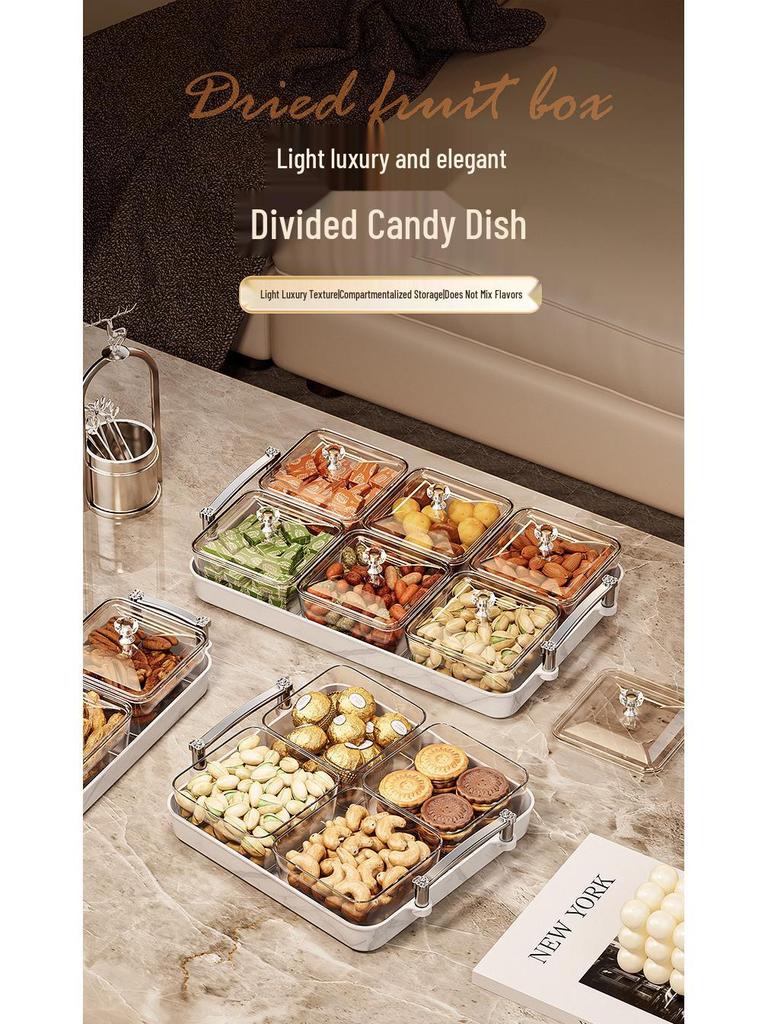 Elegant Multi-Section Candy Dish for Home: Nut & Dried Fruit Tray