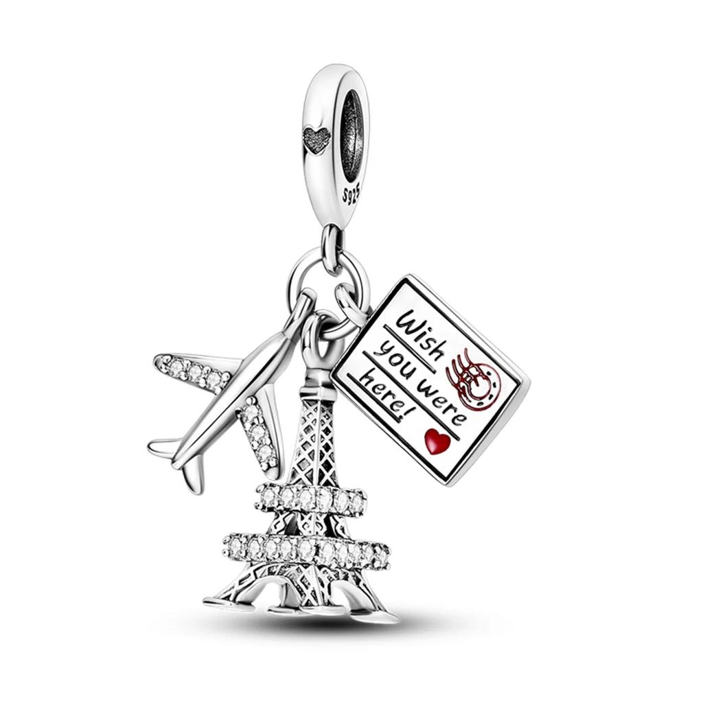 Copper Metal Eiffel Tower Pendant Bead Component Lighthouse Plane Pendant Bead Component Charm Bead Components Compatible With Authentic Original