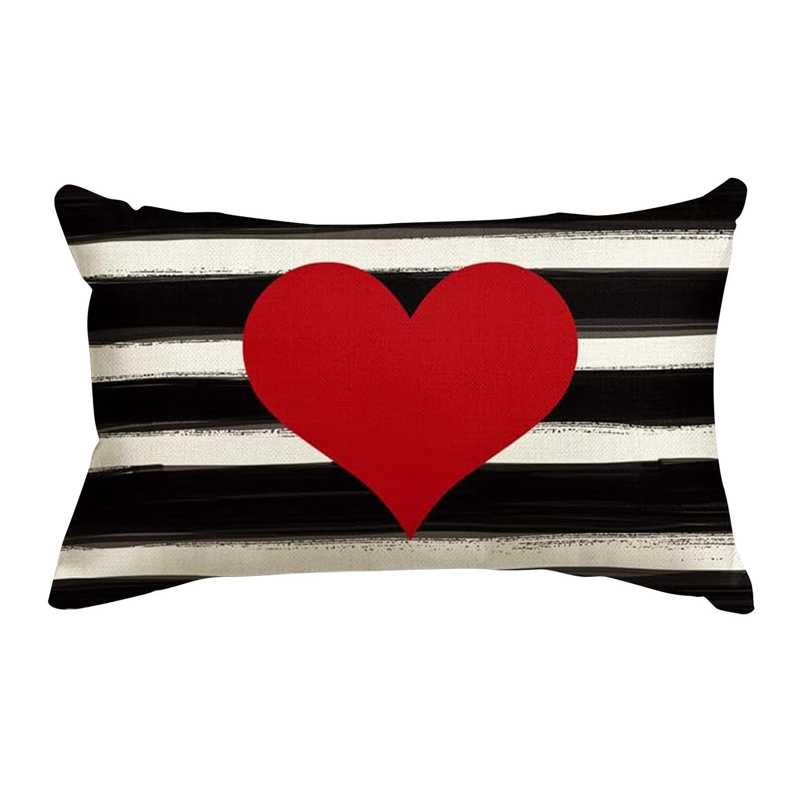 Valentine s Day Pillow Cover, Valentine s Day Heart Striped Wedding Cushion Cover, Sofa Decoration One Size