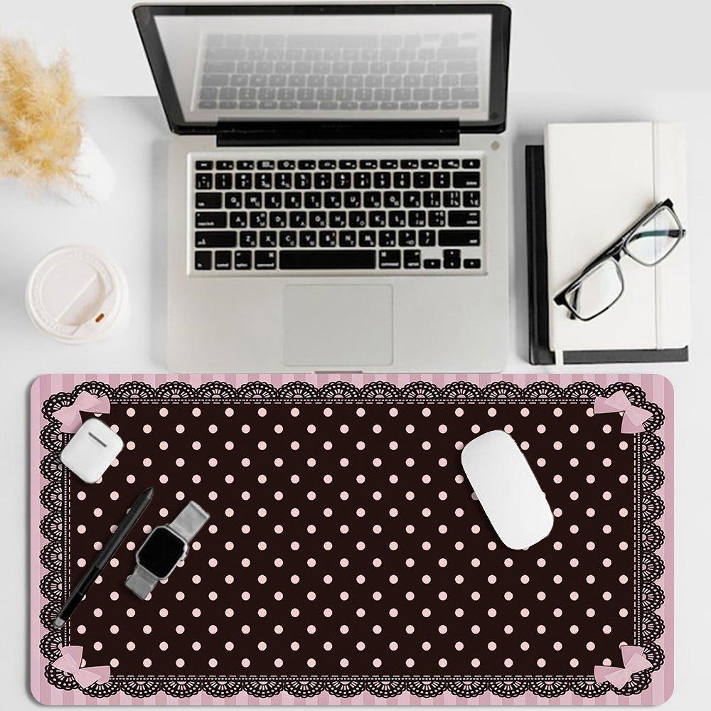 

Pink Black Lace Polka Dot Large Gaming Mouse Pad XXL Extended Desk Mat Coquette Decor 600X300X2MM