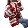 Autumn and winter new knitted cardigan retro rhombus lattice lazy wind loose sweater jacket women