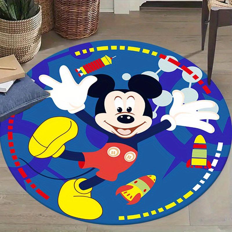 1pc Mickey & Minnie Round Area Rug Non Slip, Machine Washable Polyester Carpet For Living Room & Bedroom Decor