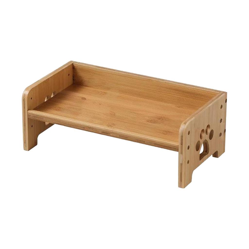 Dog Feeding Tray Bamboo Raised Bowl Stand Double Bowl Holder Non Slip Elevated Feeder for Puppies and Cats