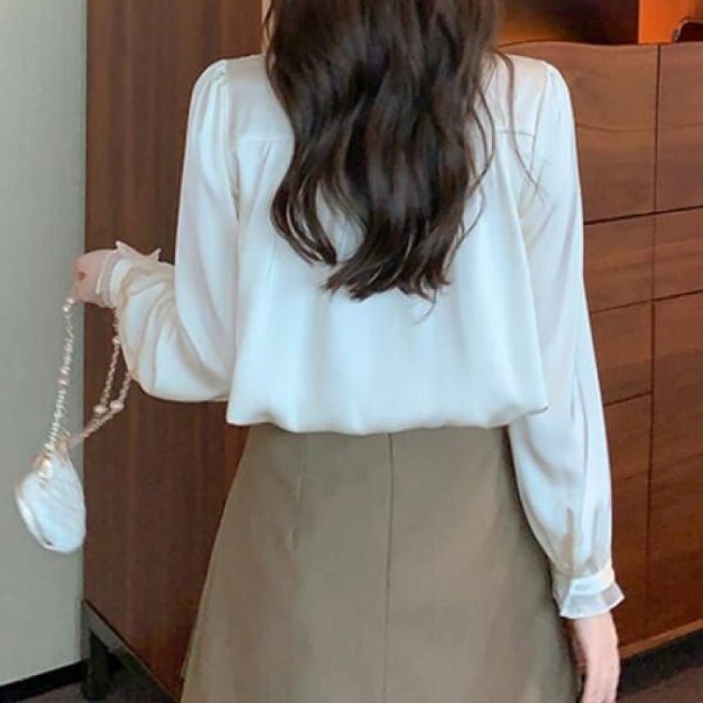 NaVaVa Women LoVely Frill V Neck Long sleeVe Blouse Nb3009