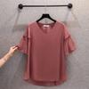 T-shirt Women Versatile Summer Casual Large Size Loose V Neck Pullover Short-sleeved Tops