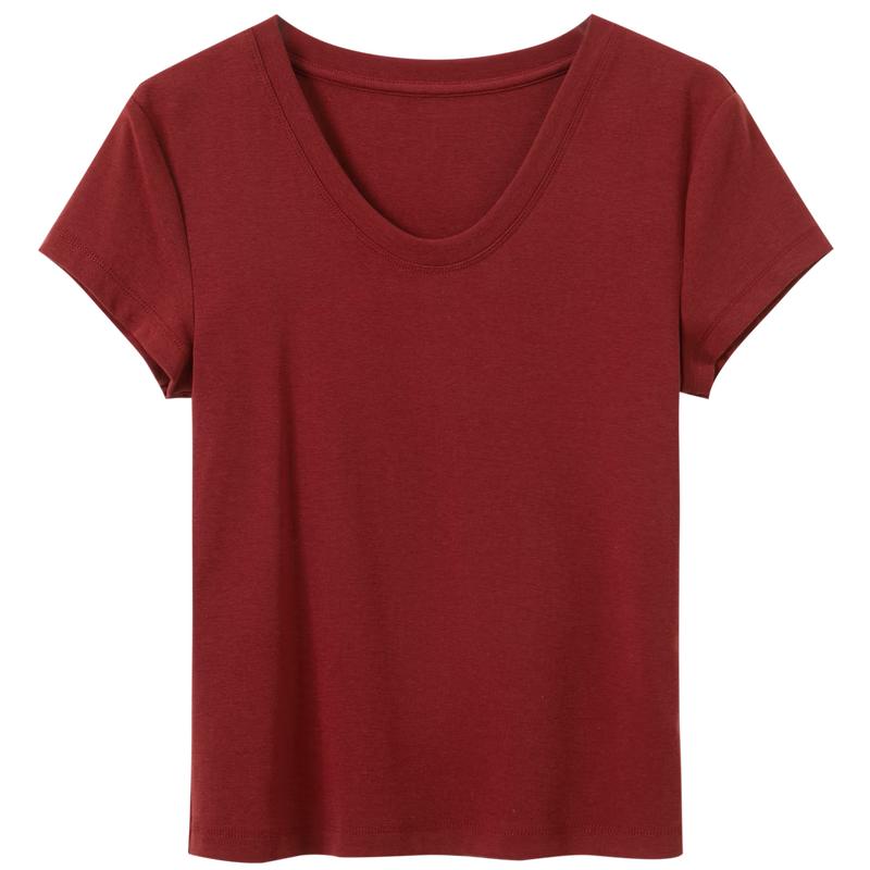 Sancai 2026 Spring Slim-Fit U-Neck Short Sleeve T-Shirt M