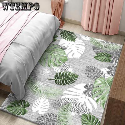 Tappeto con Stampa di Foglie Tropicali Verde Foglie di Palma e Foglie di Bambù Schiena di Tartaruga per Zona Soggiorno Tappetino da Pavimento con Motivo Banana